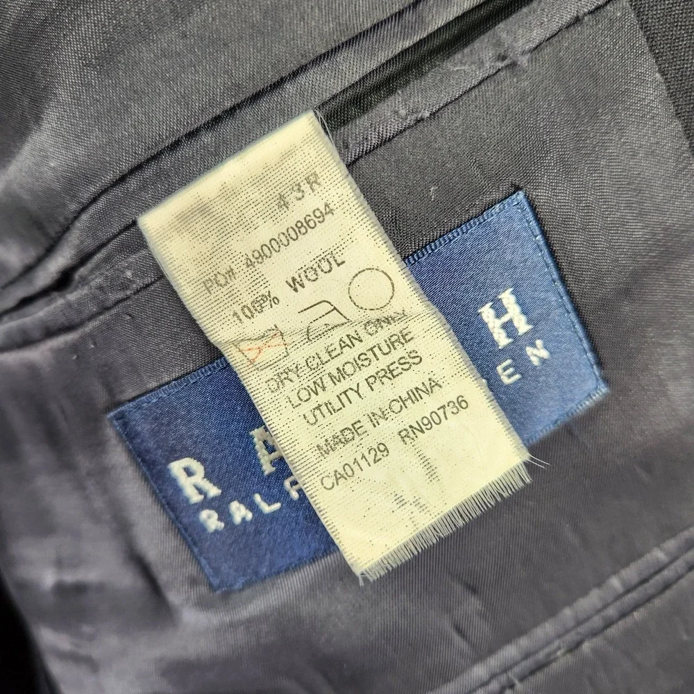 Ralph Lauren Blazer Mens 43R Navy Blue Gold Crest Buttons Wool Sport Coat Preppy